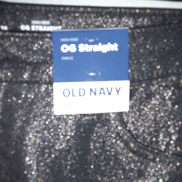 Old Navy Size 16 High-Waisted OG Black Shine Ankle Jeans NWT - Picture 2 of 4